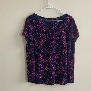 Torrid Navy and Pink Heart Blouse Size 1